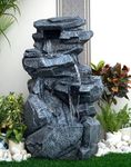 EXPLEASIA Resin Rock Waterfall Water Fountain For Home & Garden | Home Decor Water Fountain | Home Decor Water Fountain, Fountain For Living Room, Outdoor Water Fountain (48.3X38.1X101.6) Cm