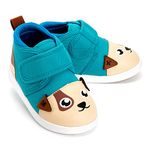 ikiki Dog Squeaky Shoes for Toddlers w/Adjustable Squeaker, Teal Girl or Boy Shoes (Size 4, Mr Barkles)