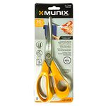 Munix GL-2185 216 mm / 8.5" Stainless Steel Scissors | Round Tip with Curved Blades with Shock Proof Body | Ergonomic & Comfortable Handles | Yellow, Pack of 1 - Color May Vary