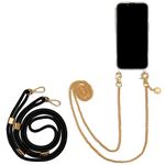 Jalouza Phone Necklace Chain Compatible with iPhone 6 Plus/7 Plus/8 Plus – Set with Metal Chain, Transparent Case and Black Cord – Crossbody Case for Apple iPhone – Premium Phone Neck Holder