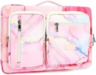 DACHEE 360 Protective Laptop Shoulder Bag,Laptop sleeve case 15.6 inch Computer Bag Compatible with MacBook Air 15 inch, New Pink Marble, 14 inch / 14.0 inch