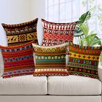 AEROHAVEN Set Of 5 Decorative Hand Made Jute Throw/Pillow Cushion Covers - (16 X 16 Inches), 50 TC, Multi