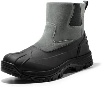NORTIV 8 Mens Slip on Winter Boots Waterproof Rain Boot for Outdoor SNSB232M GREY Size 10.5