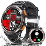 KE5 Military Smart Watch for Men with Flashlight SOS 3ATM Waterproof Watch 530mAh Big Battery 1.45" Rugged Tactical Smartwatch with Compass Elevation Barometer Fitness Watch for iPhone Android