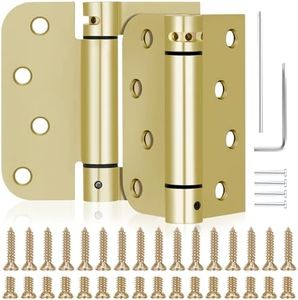 Hicarer 2 Pcs Self Closing Door Hinges 4 Inches Heavy Duty Steel Spring Loaded Hinges with 5/8" Radius Corner for Exterior Interior Doors, Bright Brass