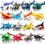 JOYIN 16 Pcs Pull Back Airplane Toys, Boys Plane Playset, Aircraft Incl Helicopter Toys, Fighter Jet Toys, Bomber Toys, Biplane Toy, Gifts for Toddler Kids 3+ Years Old, Kids Presents Toys