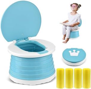 Portable Potty Travel Foldable Potty Seat for Toddler Training Toilet for Kids Boys Girls Car Potty On The Go Potty Travel Potty Chair for Camping Park Indoor/Outdoor 15PCS Cleaning Bags
