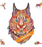 UNIDRAGON Original Wooden Jigsaw Puzzles - Gentle Lynx, 297 pcs, King Size 10.6"x16.1", Beautiful Gift Package, Unique Shape Best Gift for Adults and Kids