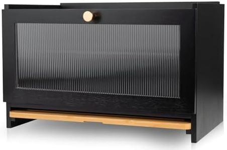 AH® Bambus Brotkasten holz mit Schneidebrett, Holz Brotkästen mit Belüftung- Elegant brotbox küche zur Brotaufbewahrung, bread box | 40x 26 x 23 cm, brotbehälter aus Holz(Shwarz)