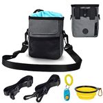 Dog Training Pouch, Puppy Training Bag, 4 Ways to Wear Dog Training Treat Pouch with Adjustable Waistband Shoulder Strap, Include Collapsible Dog Bowl and Dog Training Clicker