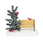 Department 56 Village Accessories Cardinal Christmas Bench Figurine, 3.375 Inch, Multicolor