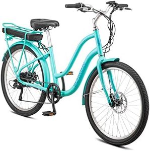 Schwinn Mendocino Electric Cruiser Bike for Adults, 20MPH eBike, Up to 35-55 Miles on a Single Charge, 26-Inch Wheels, 6-Speed, Pedal Assist with Throttle, Mint Green