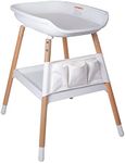 Beberoad Baby Changing Table, Changing Table Height Adjustable Diaper Table with Changing Pad Nursery Organizer and Large Storage Rack for Newborns Babies and Infants White