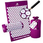 DoSensePro Long Acupressure Mat and Pillow Massage Set + Bonus Hot and Cold Gel Pack. Acupuncture Floor Pad with Travel Pouch Tote Bag. Relieve Sciatic, Back, Neck Aches and Pain at Pressure Points.