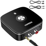 UGREEN Bluetooth Receiver for HiFi, Bluetooth 5.1 Audio Adapter with 3.5mm Aux and 2 RCA ports, aptX HD, Noise Canceling, Dual Pairing, Long-Range Bluetooth Stereo Adapter for Smartphone, PC and More