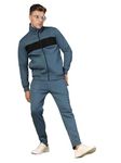 CHKOKKO Men Winter Track Suit Zipper Set Indigo Black L