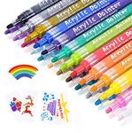 Emooqi Acrylic Paint Marker Pens|24 Colors Premium Waterproof Permanent Paint Art Marker Pen Set For Rock Painting|Diy Craft Projects|Ceramic|Glass|Canvas|Mug|Metal|Wood|Easter Egg Medium|Assorted