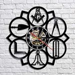 FANCYLIFE Masonic Free Mason Logo Vinyl Record Wall Clock