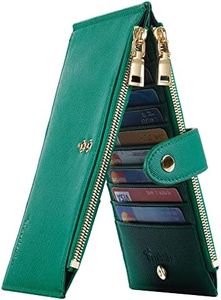 Travelambo Womens Walllet RFID Blocking Bifold Multi Card Case Wallet with Zipper Pocket (CH Green 7311)
