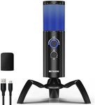 Retekess TG101 RGB USB Condenser Gaming Microphone, Mic for Gaming, 2 Capsule Array - 96dB S/N Clear Sound Quality, Sturdy Metal Body, Built-in Shock Mount, Microphone for PC, PS4/5
