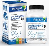 Renew Actives L-Arginine Supplement for Improved Strength - Essential for Protein Synthesis - Helps Promote Physical Performance - 120 Tablets