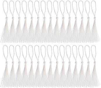 PATIKIL 13cm/5 Inch Bookmark Tassels, 100 Pack Soft Silky Floss Cord Loop Mini Handmade Tassels for Craft DIY Keychain Jewelry Making, White