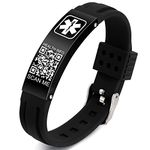 Theluckytag Medical Bracelets for Men Women with QR Code Medical Alert ID Bracelets Sport Boy Girl - Silicone Waterproof Wristband Fits Wrists Up to 9'' - More Space Custom Medical ID Alert Info