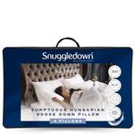 Snuggledown Hungarian Goose Down Pillows 4 Pack - 80:20 Ethically Sourced Fill for Front & Back Sleepers | Luxury Sateen Cotton Cover, UK‑Made, Non-Allergenic & Washable (48 × 74 cm)