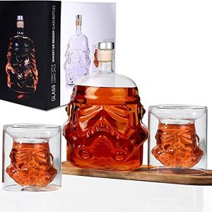 Yingluo Transparent Creative Whiskey Decanter Set with 2 Glasses,Flask Carefe,Whiskey Carafe for Wine,Scotch,Bourbon,Vodka,Liquor-750ml Gifts for Men