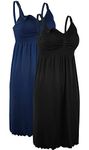 iLoveSIA 2Pack Women's Maternity Nursing Dress Built in Bra Nightdress for Breatfeeding Black+Deep Blue Size M