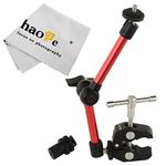 Haoge 11 inch Articulating Friction Magic Arm with Large Clamp Clip for HDMI LCD Monitor LED Light DSLR Camera Video Tripod Flash Lights Microphone TPCAST HTC VIVE Pro Base Station lightinghouse Red