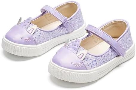 Tegeek Sparkly Sneakers for Girls 3-12 Years Slip-On Comfort Fit Casual Princess Shoes(TS14 Little Kid,Purple/11M)