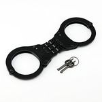 VIPERTEK Heavy Duty Hinged Double Lock Steel Police Edition Professional Grade Handcuffs (Black)