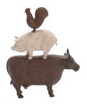 Deco 79 Polystone Farm Animals Decorative Sculpture Stacked Home Decor Statue, Accent Figurine 10" x 3" x 14", Brown