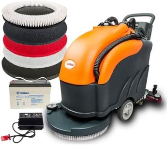 SUNMAX Walk-behind Floor Scrubber Dryer with 22" Scrub Path, 14.5-Gal Recovery Tank, Includes Heavy Duty Brush, Red, Black and White Pads, 30000 Sqft/h
