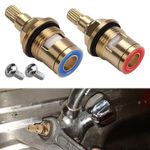 Ceramic Tap Cartridge 1/4 Turn,2 Pcs Tap Cartridge Replacement 1/4 Turn,Tap Valves Replacement 1/4 Turn Tap Cartridge Brass,Ceramic Tap Washers for Kitchen Bathroom Tap Valve