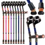 Flexyfoot Shock Absorbing Soft Grip Double Adjustable Crutches - Improve Safety, Improve Grip, Reduce Shocks & Jarring – Pair - Blue