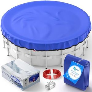 30Ft Pool Covers for Above Ground Pools,Cold and UV Resistant Round Swimming Pool Cover,4 ft Overlap,Above Ground Pool Protection with Winch and Cable Royal Blue