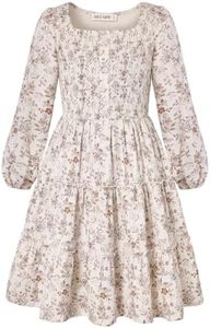 GRACE KARIN Girls Cream Fall Long Sleeve Floral Christmas Kid Dress Size 7