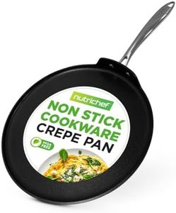 NutriChef 12 Inch Crepe Pan Non Stick, Ideal for Pancakes, Dosa & Tortillas, Hard-Anodized, Dishwasher Safe