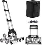 Stair Climber Folding Dolly Cart with Wheels, 6-Wheels Up Stairs Portable Folding Hand Cart, Heavy-Duty Moving Cart with Removable Waterproof Shopping Bag Hand Truck Trolley with Fixed Rope Gadgets