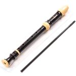 Quality Beginner Descant Recorder for Children - Traditional Soprano Three Piece Black & Cream Recorder (Baroque Fingering) including Clear Carry Case and Cleaning Rod DR205