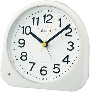 Seiko Clock KR525W Alarm Clock, Analog Clock, Night Visible, White, 4.5 x 4.5 x 2.6 inches (113 x 116 x 66 mm)