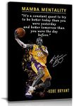 Kobe Bryant Inspirational Poster Canvas Wall Art • Mamba Mentality Quote Canvas Wall Art • Basketball Player Sports Home Decor • Motivational Artwork For Home,Office,Gym Wall Decor Framed Ready to