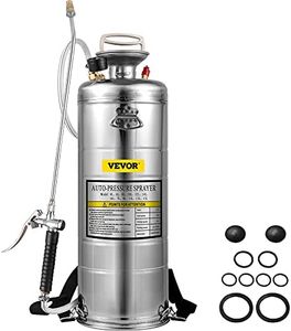 VEVOR 3.5Gallon Stainless Steel Sprayer,l Set with 20’’ Wand& Handle& 3FT Reinforced Hose, Hand Pump Sprayer with Pressure Gauge&Safety Valve, Adjustable Nozzle Suitable for Gardening& Sanitizing