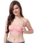 Fabme Women's Nylon, Spandex Padded Wire Free Maternity Bra (BR0278PK-M_Pink_M)