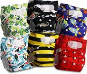 Littles and Bloomz Baby Reusable Pocket Nappy Cloth Diaper, Standard Hook-Loop, 6 Nappies, FLV2-0609