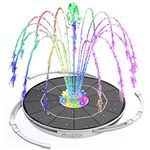 AISITIN 6.5W LED Solar Fountain Pump 2024 Upgraded(215mm, 3000 Battery Solar Powered Fountain Pump with 8 Nozzle & 8 Colored LED Lights & 3 Retractable Stand, for Bird Bath, Garden, Pond Outdoor