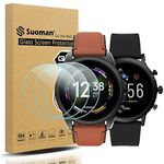 Suoman 4-Pack for Fossil Gen 5 Carlyle HR and Fossil Gen 6 Men Women Screen Protector Tempered Glass Fossil Gen 5 / Gen 6 Smartwatch [2.5D 9H Hardness] [Anti-Scratch]