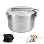 Lixada Camping Pot Stainless Steel Camping Cook Pot 1.5L Camping Cooking Pot with Lid and Folding Handle, Large Capacity Bento Pot Camping Cookware for Outdoor Backpacking, Hiking, Picnic